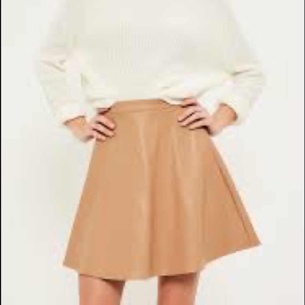 NWT Tan leather skater skirt
